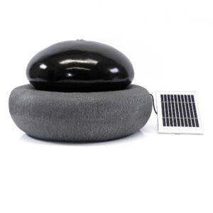 Solar-Powered Black Pebble Water Fountain