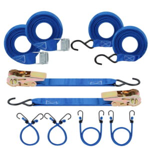 8 piece Tie Down Kit with Bungee Cords (Luggage Elastics)